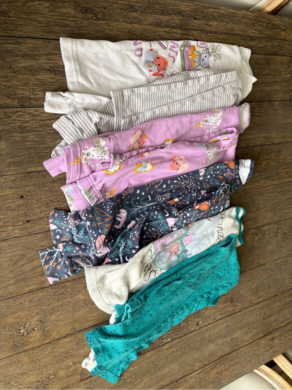Carter's Girls Pajama Set Pack in White, Gray, Lavender, Navy & Teal